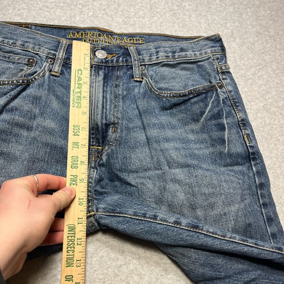 American Eagle Jeans Mens 32x34 Blue Relaxed Straight 100% Cotton (Meas 33x33) - Picture 5 of 11